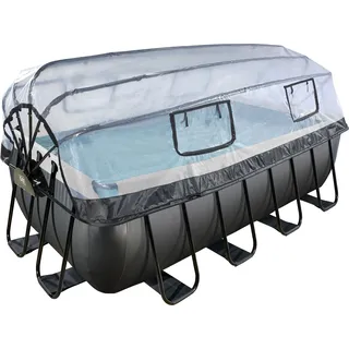 EXIT TOYS Black Leather Pool 400 x 200 x 122 cm inkl. Sandfilterpumpe, Abdeckung und Wärmepumpe