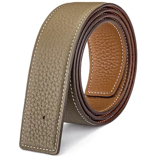 Vatee's Wendbare Echtledergürtel für Männer/Frauen Ersatzgurt ohne Schnalle 38mm breit 120cm lang Erde Gelb & Khaki - EU105 Breite 38mm
