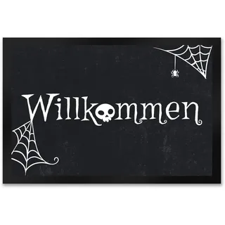 speecheese Willkommen Halloween Fußmatte XXL in 50x75 cm mit grusligen Motiven Totenkopf Kinder Grusel Trick or Treat Allerheilligen Herbst Verkleidung
