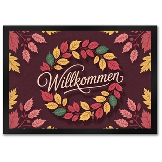 speecheese Fußmatte Willkommen Herbstlaub Kranz Fußmatte in 35x50 cm 35 cm