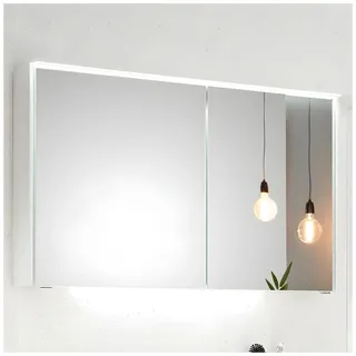 Pelipal Serie 6010 (Solitaire) Spiegelschrank 114 x 17,6 x 70,9 cm mit LED-Lichtkranz, große Tür rechts 6010-SPS03R-432AN, Badmöbel, weiß matt select