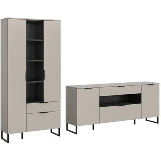 inn.furn Wohnwand Kaschmir Schwarz, 290 cm, Morena