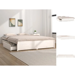 vidaXL Bettgestell Bett mit Schubladen Weiß 160x200 cm Doppelbett Bett Bettrahmen Bettges weiß