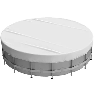 Poolabdeckung Rund 300/360/450cm, Wasser- und Staubdicht, Uv-Schutz Pool Abdeckplane mit Kordelzug und BodennäGeln für oberirdische Pools, Badewannen (Silber, 450cm)