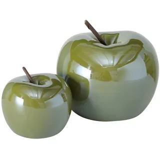 Boltze Deko Apfel Perly 2er Set, Dekoration Geschenkidee, Deko Küche Wohnzimmer / Silber