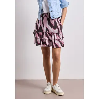 Minirock STREET ONE, Damen, Gr. 42, pink (clouded blush), Web, Obermaterial: 100% Polyester. Futter: 100% Modal, bedruckt, normal ca. Mitte Oberschenkel, Röcke Minirock, Sommerrock aus Chiffon mit Animal-Print