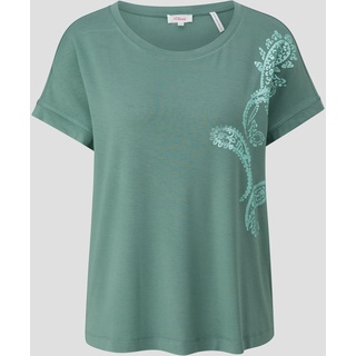 s.Oliver - T-Shirt mit Pailletten, Damen, Blau, 38