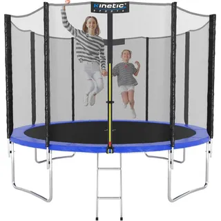 Kinetic Sports Trampolin Outdoor Salto 305 cm inkl. Sicherheitsnetz und Leiter Blau