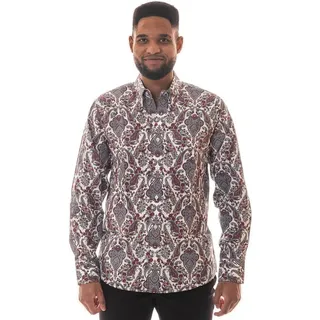 Relco Langarmhemd Herren Paisley weiss rot XL