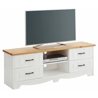 TV Möbel in Weiß und Kiefer Honigfarben Landhaus Design