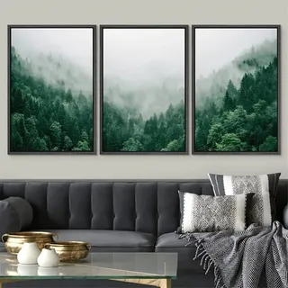 Ueiwffzo 3er Poster Set Wandbilder Wohnzimmer, Grüner Wald Wandbilder ohne Rahmen, Natur Bilder Deko Wanddeko für Flur Wohnzimmer Schlafzimmer Badezimmer (21 x 30 cm)