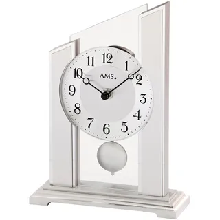 Pendeltischuhr AMS "T1169", silber (silberfarben), Tischuhren, Quarzuhr, Wohnzimmer, Esszimmer