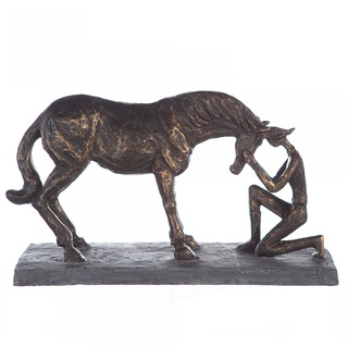 Casablanca Design Skulptur Comprehension 32x19cm Bronze Optik Pferd mit Reiterin aus Poly Wohnzimmer Skulpturen Deko Modern