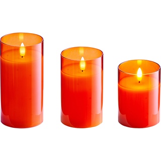 Led-Kerzen Im Glas 3Er-Set  (Farbe: Orange)