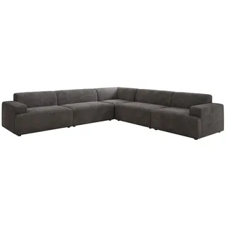 Luxusbetten24 Sofa Designer Sofa Monza Wohnlandschaft L XXL, in Cord grau