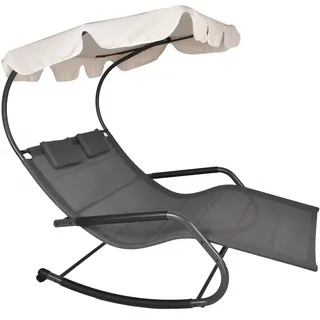 Garden Pleasure Serifos Doppel-Schaukelliege 200 x 138 x 156 cm schwarz/weiß