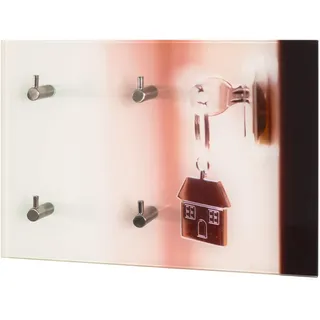 HAKU Schlüsselbrett Schlüsselboard keyorganizer key holder edelstahloptik Motiv Glas (Sicherheitsglas) - Maße: B 30 x H 21 x T 5 cm Style: Modern