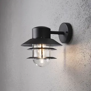 Konstsmide Außenwandleuchte Aluminium schwarz 24,0 cm inkl. Bewegungsmelder, klares Glas