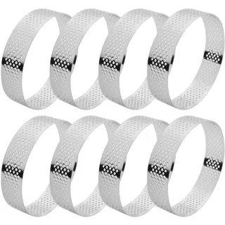 Wrtysully 8Pcs 8Cm Edelstahl TöRtchen Formen FranzöSisch Dessert Mousse Obstkuchen Torte Ring Quiche Kuchenform