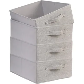 OVAKIA Faltbar Aufbewahrungsboxen Stoff, Schrank Schubladen Organizer Ordnungssystem für Garderobe Kleidung Unterwäsche usw, 4er Set, Grau