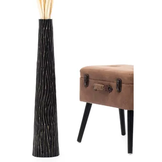 Leewadee Große Deko Bodenvase Für Dekozweige, Hohe Standvase Für Pampasgras, Design Holzvase, 70 cm, Schwarz