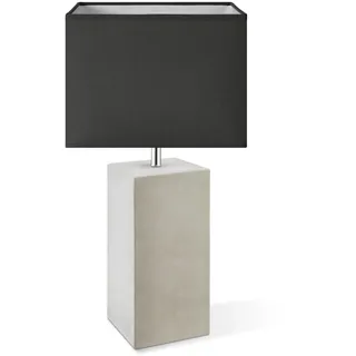 Home Sweet Home Industrielle Tischleuchte Block Pillar | 25/25/45cm | Anthrazit | Tischlampe | Beton und Textil | für E27 LED-Lampe | mit Schalter | für Wohnzimmer, Schlafzimmer