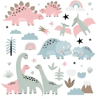 WANDAUFKLEBER 80x118cm - Dino-Familie