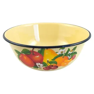 Früchte GELBE Emaille Schüssel Rund 3,5 Liter ca 26 cm Durchmesser Retro Nostalgie emailliert - Bunt