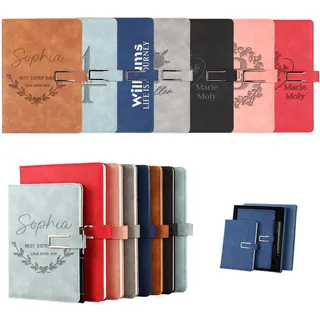 Personalisiertes Namens-Notizbuch aus Leder mit Magnetschnalle, individuelles Notizbuch für Frauen, 200 Seiten, Weihnachtsgeschenk für Mutter, Geburtstagsgeschenk