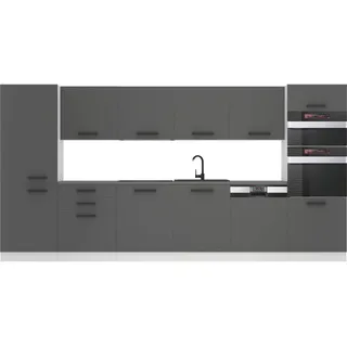 Belini Küchenzeile Naomi 360 cm Silber matt