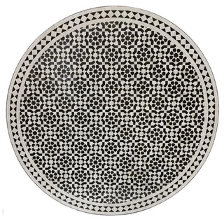 Casa Moro Bistrotisch »Marokkanischer Mosaiktisch D120 schwarz weiß glasiert rund« (mit schmiedeeisen Gestell), Mosaik Gartentisch Esstisch, MT2148 weiß