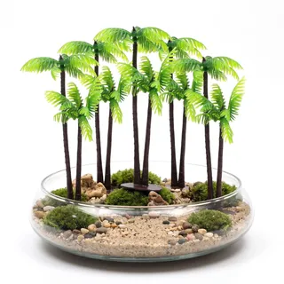 MAGICLULU 5 Stück Palmen Deko, Miniatur Palmen für Modellbau Bäume | 13CM Lebensechte Kunstpalmen Sandkasten Deko, Mini Palmen Deko Torte Geburtstag Kuchenaufsatz, für Hawaii Party & Garten