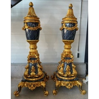 Casa Padrino Barock Deko Vasen Set Gold / Schwarz - Prunkvolle Massivholz Vasen - Barock Möbel - Barock Deko Accessoires - Edel & Prunkvoll