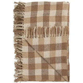 Wohndecke Ib Laursen Plaid Decke mit Karomuster Natur Braun (130x160cm), Ib Laursen