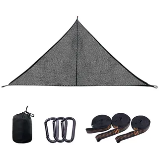 Robuste, atmungsaktive, dreieckige Netz-Hängematte für Camping, Baumbett mit abnehmbarer Aufbewahrungstasche, reißfest, 3-Punkt-Befestigung für Erwachsene