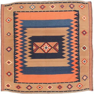 Nain Trading Orientteppich Kelim Fars 143x142 Handgewebter Orientteppich / Perserteppich, quadratisch, Höhe: 5 mm rot
