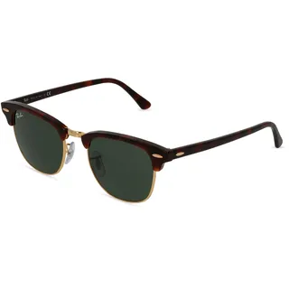 Ray-Ban RB 3016 CLUBMASTER Unisex-Sonnenbrille Vollrand Quadratisch Acetat-Gestell, braun