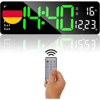 Digitale Wanduhr, 13" Große Digitaluhr Mit Fernbedienung, Digitaler Wecker Mit 2