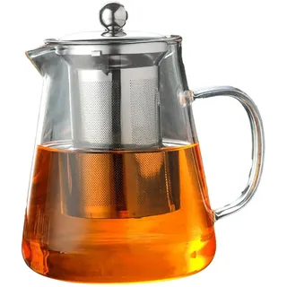 Jenngaoo Glas Teekanne 1,3 L mit Sieb, für Induktion und alle Herdarten | Borosilikatglas, Spülmaschinenfest, Komfortabler Griff, ideal für Losen Tee, Blütentee, Zuhause und Büro