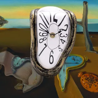 Lafocuse Lautlos Salvador Dali Uhr Geschmolzene Ohne Tickgeräusche, Tischuhren Modern Schmelzende Deko für Regale Schreibtisch 18x13x15cm