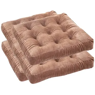 ZIBENE Stuhlkissen 40x40 4er Set, Sitzkissen für KüChenstüHle Landhaus, Flauschig Stuhlauflagen KüChenstuhl Mit Weich Komfortabel Samt Bezug, Verdicken Sitzpolster Gartenstuhl Esszimmer Braun 1