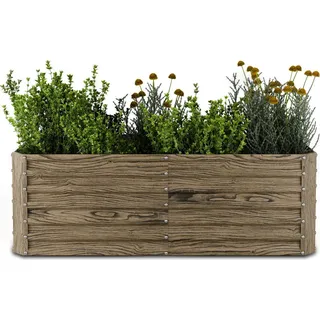 Blumfeldt High Grow Straight Hochbeet, Ergonomisches 972L Hochbeet Metall Holzoptik, Wetterfester Verzinkter Stahl Für Blumen, Kräuter & Gemüse ... - Braun