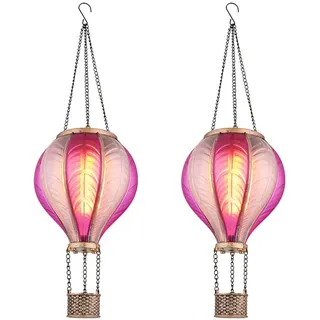 GLOBO LIGHTING LED Solarleuchte, LED fest integriert, warmweiß, 2er Set Solar-ballon ausgefallene Solar-laterne Balkon, Höhe 46,5cm rosa