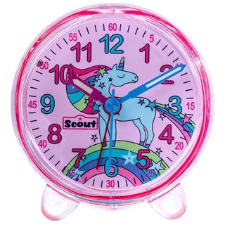 Scout Kinderwecker Favorit Quarzwecker, Lernwecker,Geschenkidee,Kinderzimmer, Schulanfang,Einhorn rosa