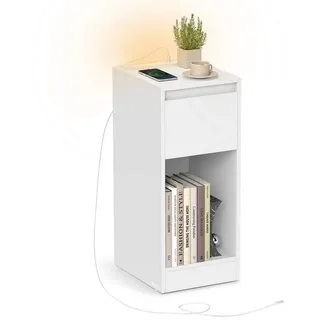 VASAGLE Nachttisch mit Schubladen 25 x 59,5 x 30 cm Weiß