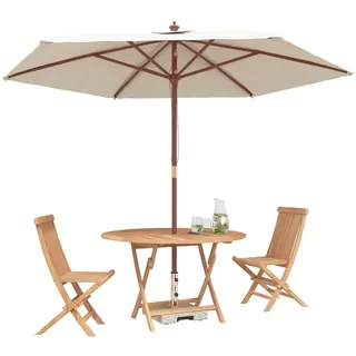 vidaXL, Gartentisch + Balkontisch, Magonor (Rund Tisch +2 Stühle (ohne Armlehne)) (110 x 75 cm)
