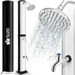 tillvex® Solardusche 35 Liter inkl. Abdeckung | Gartendusche warmes Wasser