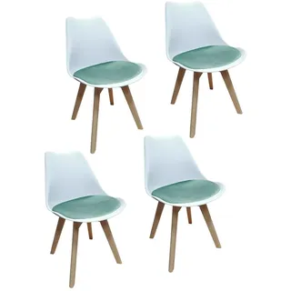 Hti-Living Esszimmerstuhl Samt weiß/türkis 4er Set