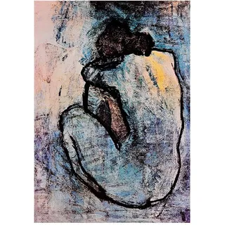 WTEVMAIY Klassische Pablo Picasso Bild Leinwand Blau Bild Frau Poster Kunstdruck Wand Bilder Bild Für Schlafzimmer Badezimmer Dekor Rahmenlos 40×50cm