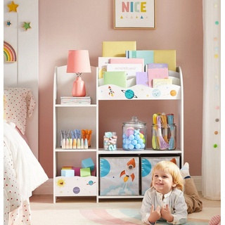 SONGMICS Bücherregal Spielzeugregal, Kinderzimmerregal,Bücherregal für Kinder, multifunktionale Ablage weiß